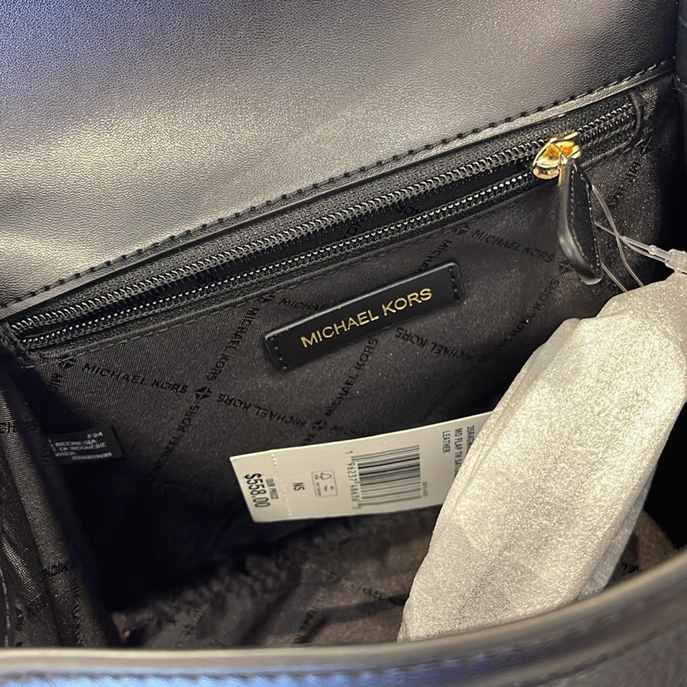 Michael Kors Whitney Medium Leather Flap Satchel Shoulder Crossbody Bag 
Black - Picture 9 of 16